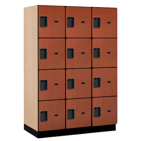 Salsbury Industries 4 Tier Designer Locker, 54"Wx76"Hx21"D, 12 Door, Cherry 18-24361CHE